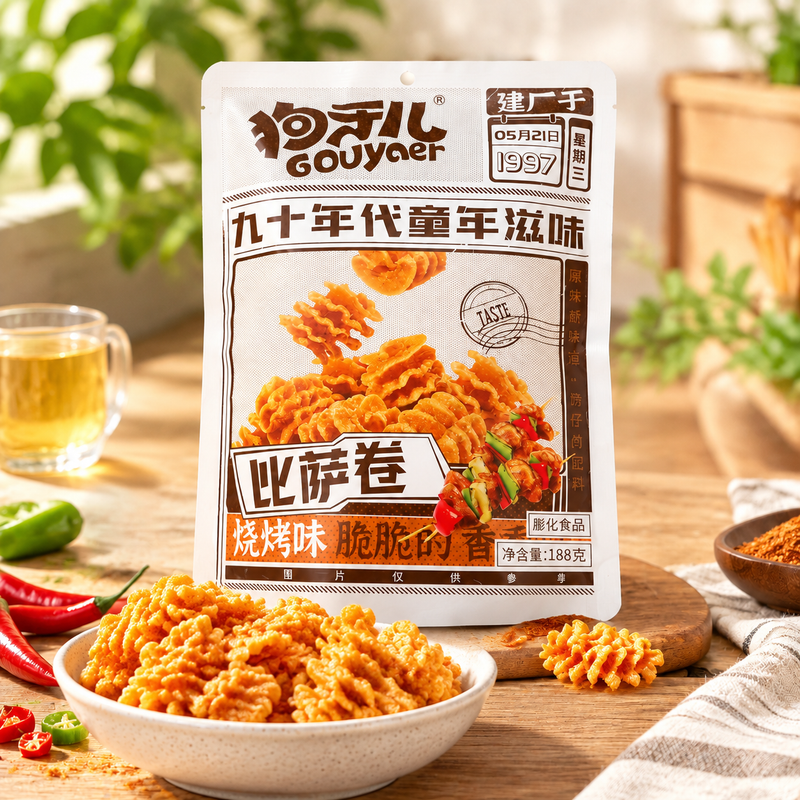 Gouyaer Pizza Roll Snacks, BBQ, 188g
