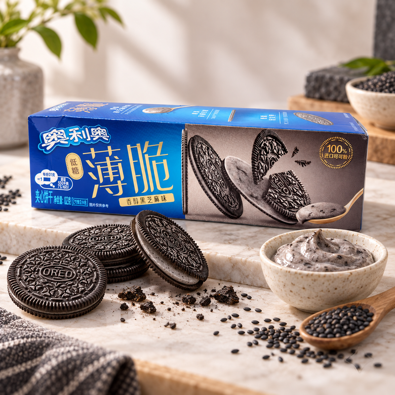 Oreo Thin Crackers Reduced Sugar Black Sesame Flavor 62g