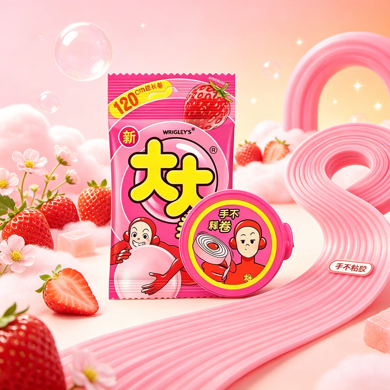 Dadajuan Qieqiele Bubble Gum, Strawberry Flavor
