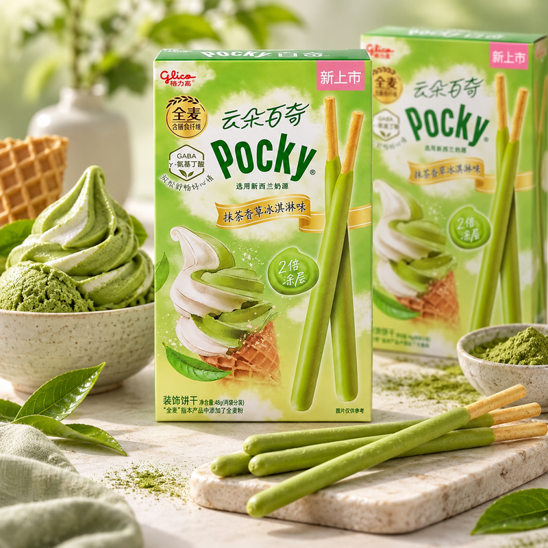 GLICO Cloudy Pocky Matcha Vanilla Ice Cream Flavor 48g