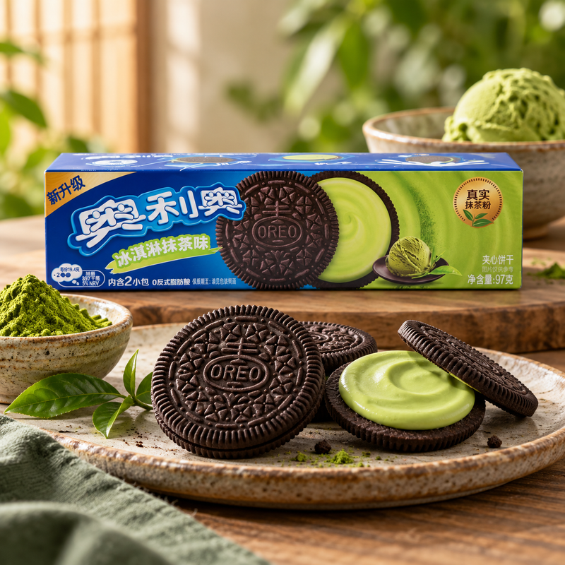 Oreo Sandwich Cookies Ice Cream Matcha Flavor 97g