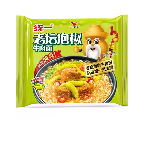 统一老坛泡椒牛肉面袋装104g 商品图片